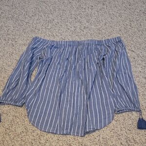 Old Navy, Blue Striped Women's off the shoulder top, size medium